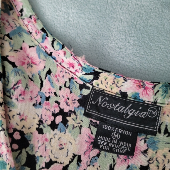 Nostalgia Vintage Floral Ruffle Dress Size Medium - Picture 8 of 11